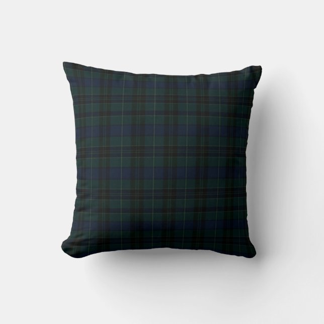 Klassisk svart Watch-tartan Mörkgrön Marinblå  Kudde (Framsida)