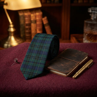 Klassisk svart Watch-tartan Mörkgrön Marinblå Slips
