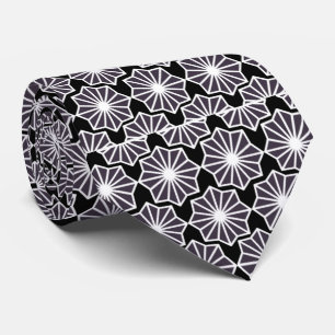 Klassisk svartvit abstrakt blommönster manar slips