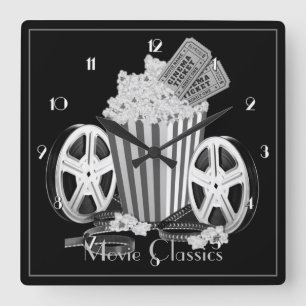 Klassisk svartvit film fyrkantig klocka