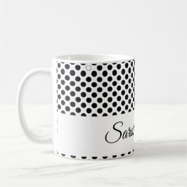 klassisk svartvit polka dots i monogrammet kaffemugg