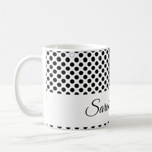 klassisk svartvit polka dots i monogrammet kaffemugg
