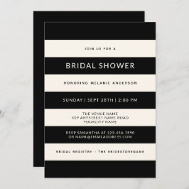 Klassisk svartvit Rand-Möhippa Inbjudningar