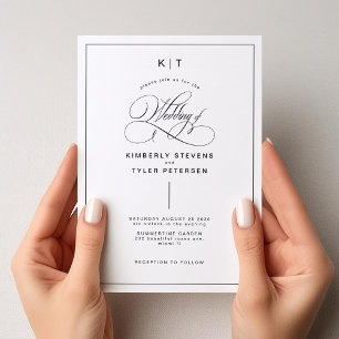 Klassisk svartvit typografi bröllop inbjudningar