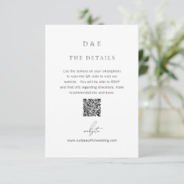 Klassisk svartvitt QR-kod Elegant bröllop Tilläggskort