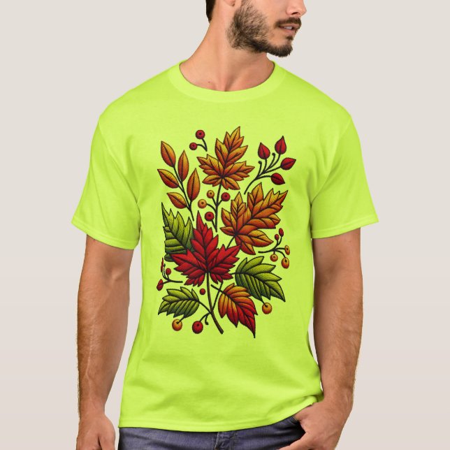 Klassisk t-shirt med blommigt broderier (Framsida)