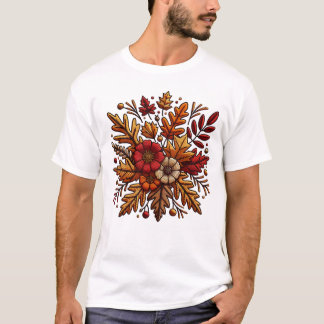 Klassisk t-shirt med blommigt broderier