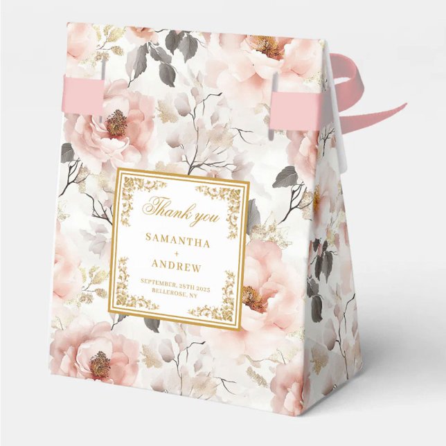 Klassisk  Tack i Elfenbenskusten Guld Bröllop Presentaskar (Classic Blush Ivory Gold Wedding Thank You Box)