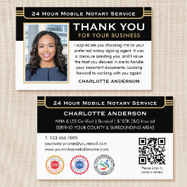 Klassisk Tack Notary Public Photo QR Black Visitkort