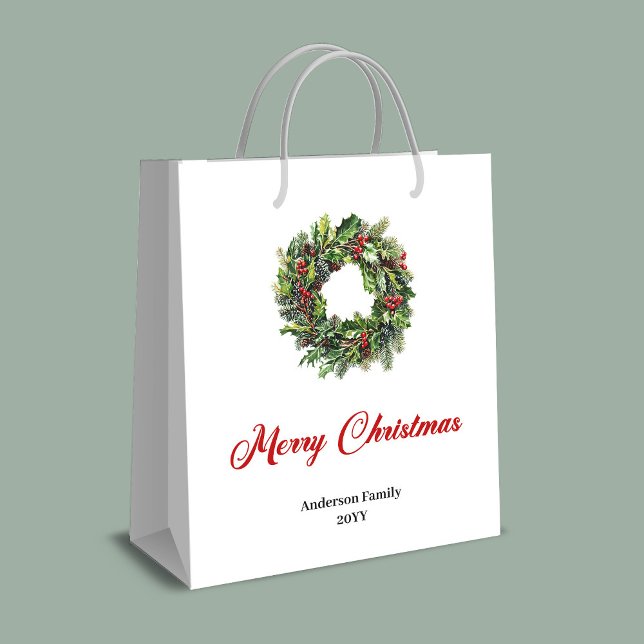 Klassisk tallkrans presentbutik anpassad för dig (Classic pine wreath gift bag personalized for you)