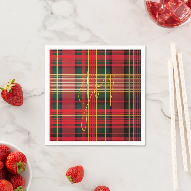 Klassisk tartan "Joy" Calligraphy Decorative Pappersservett (Insitu)
