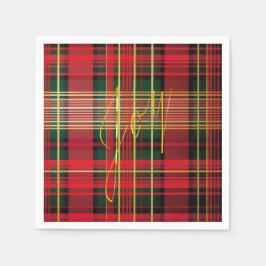Klassisk tartan "Joy" Calligraphy Decorative Pappersservett