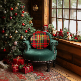 Klassisk tartan "Joy" Calligraphy Decorative Rund Kudde