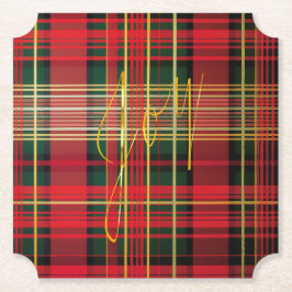 Klassisk tartan "Joy" Calligraphy Decorative Underlägg Papper
