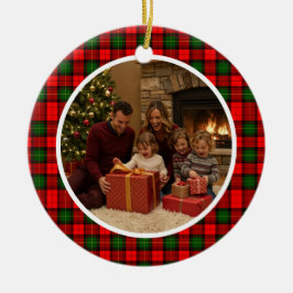 Klassisk Tartan Jul Familj Julgransprydnad Keramik