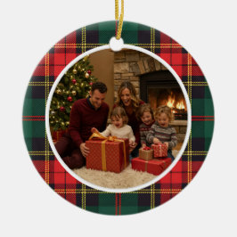 Klassisk Tartan Jul Familj Julgransprydnad Keramik