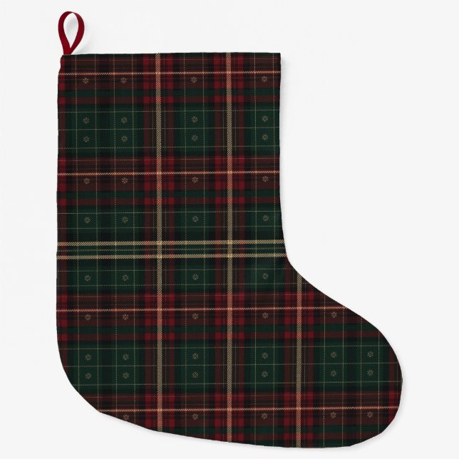 Klassisk tartan julstrumpa för husdjur med tassar (Framsidan)