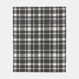 Klassisk Tartan Mönster-Black & Off-White Fleecefilt