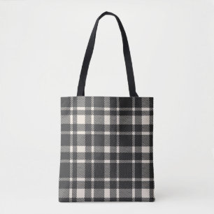 Klassisk Tartan Mönster-Black & Off-White Tygkasse