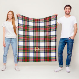 Klassisk Tartan Mönster Monogram Namn jul Fleecefilt