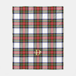 Klassisk Tartan Mönster Monogram Namn jul Fleecefilt