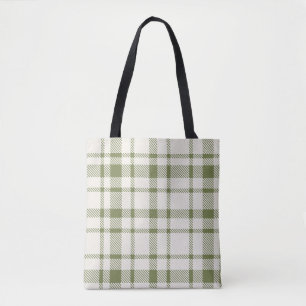 Klassisk Tartan Mönster-Oliv grönt & Cream Tygkasse