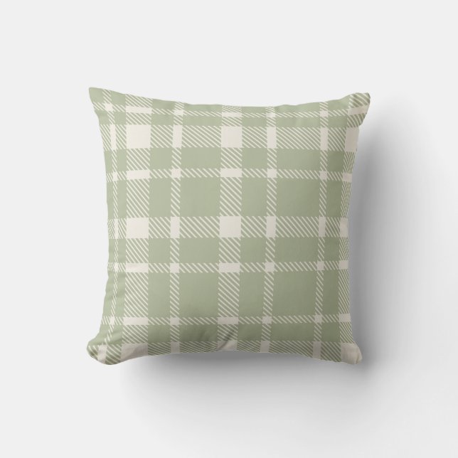 Klassisk Tartan Mönster-Soft Grönt & Ivory Kudde (Framsida)