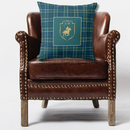 Klassisk Tartan Play Polo Equestrian Monogrammed Kudde