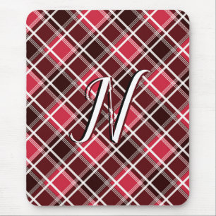 Klassisk Tartan Play Red Black Monogram Anpassning Musmatta