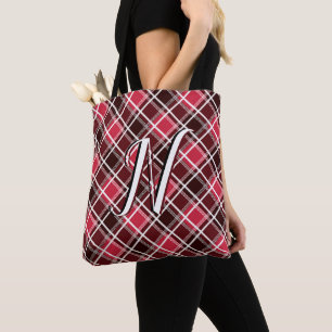 Klassisk Tartan Play Red Black Monogram Anpassning Tygkasse