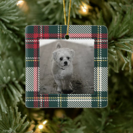 Klassisk Tartan Pput-julfoto, tipplös kamera Julgransprydnad Keramik