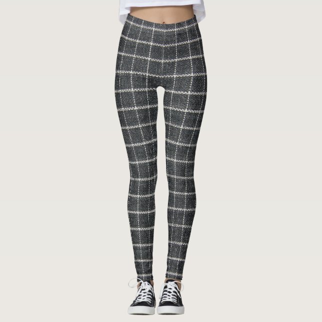 Klassisk Tartan Struktur Design Leggings (Framsida)