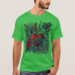 Klassisk Tattoo Kärlek: Heart & Cupid T-Shirt Desi