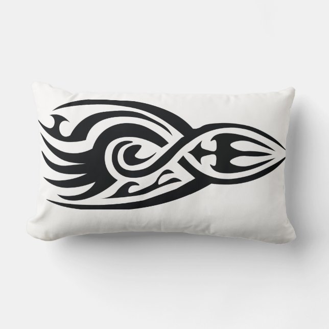 Klassisk tatueringsinspirerad linjekonst design lumbarkudde (Framsida)