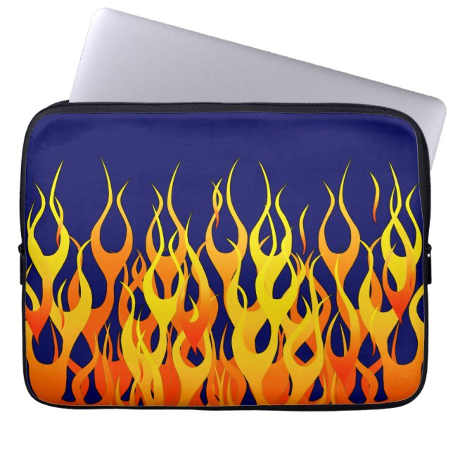 Klassisk Tävla Flameld på marinblå Laptop Sleeve (Framsidan)