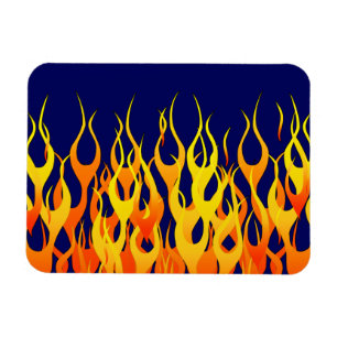 Klassisk Tävla Flameld vid marinblå däck Magnet