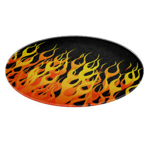 Klassisk Tävla Flames på Solid Black