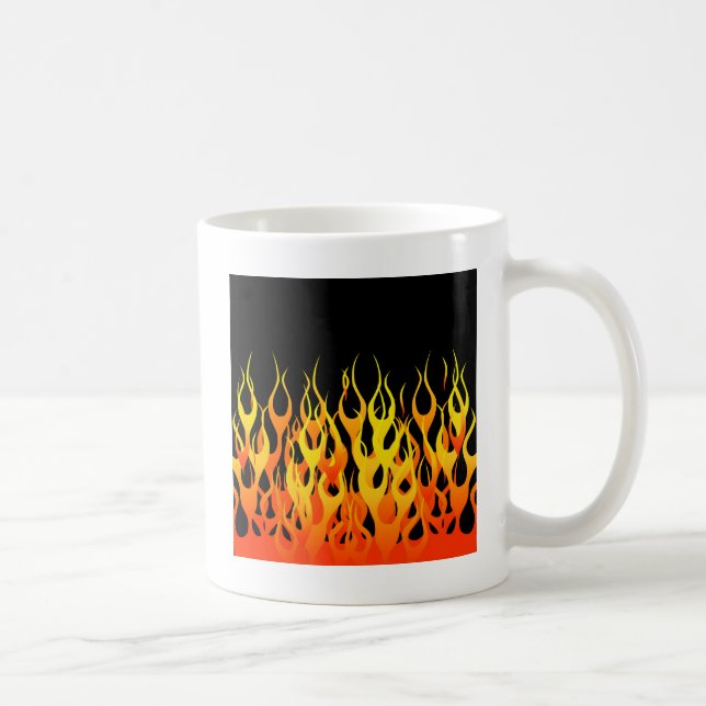 Klassisk Tävla Flames på Solid Black Kaffemugg (Höger)