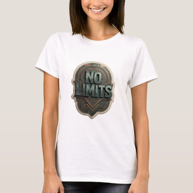 Klassisk Teal NO LIMITS Wearable Art T Shirt (Framsida)