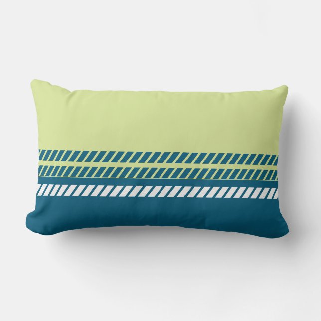 Klassisk Teal och Lime med Ränder Lumbarkudde (Framsida)
