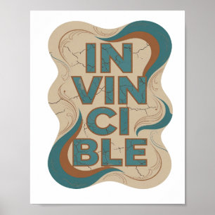 Klassisk teal OSYNLIG 3D Textkonst Poster