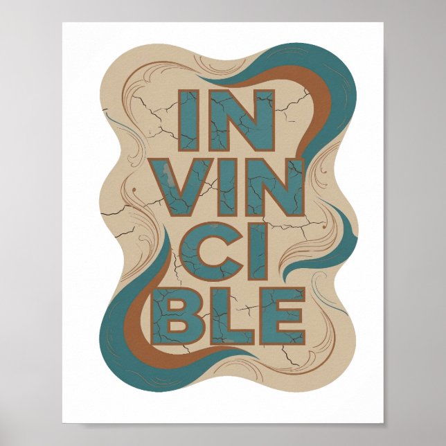 Klassisk teal OSYNLIG 3D Textkonst Poster (Framsidan)