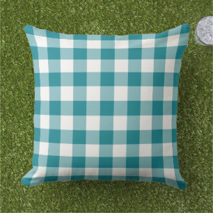 Klassisk teal vit Gingham-ruta Kudde