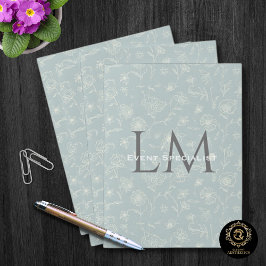 Klassisk Tealblommig Monogram-företagskontakt