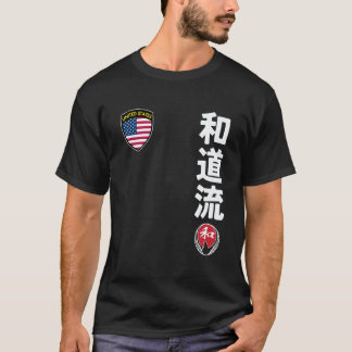 Klassisk Team Karate Wado Ryu USA Flagga Kanji Jap T Shirt