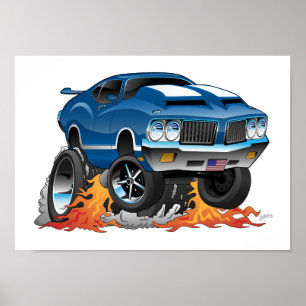 Klassisk Tecknad för amerikansk muskelbil Poster