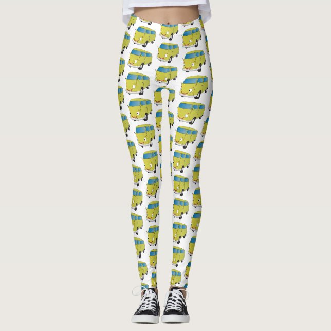 Klassisk tecknad limegrön skåpbil leggings (Framsida)
