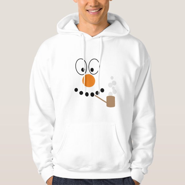 Klassisk Tecknad Snögubbe Ansikte jul Hoodie (Framsida)