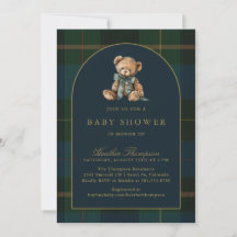 Klassisk teddybjörn Grön och blå rutig babyfest