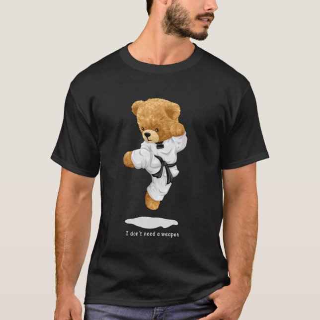 Klassisk teddybjörn karateuniform gör hoppspark t shirt (Framsida)